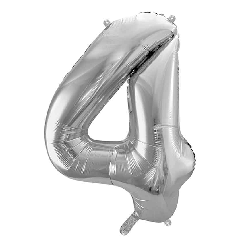 Folienballon,Gasballon,Zahlenballon,silber,Geburtstag,Geschenk,dekorieren,glänzend,Fotorequisite,Zahl 4