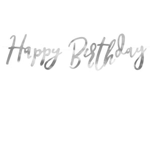 Banner,Happy Birthday,Geschenk,Dekoration,Silber,Raumdekoration,Hochzeit,Deckenhänger,Girlande