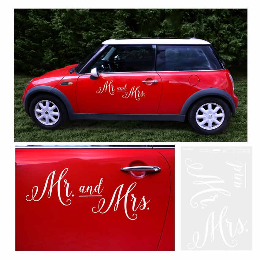 aufkleber auto hochzeit