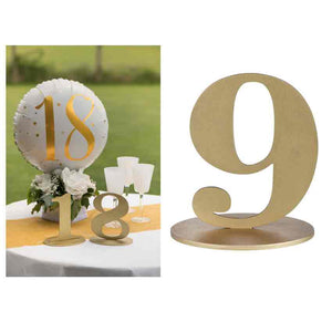 Holz-Zahl gold 16cm mit Ständer Zahl 9