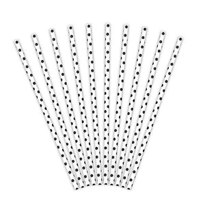Strohhalme, Papierstohhalme, Trinkhalme, weiß, mit schwarzen Pünktchen, black and white