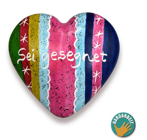 Handschmeichler aus Speckstein Herz Sei gesegnet bunt