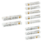 Holzklammern Hochzeit weiß