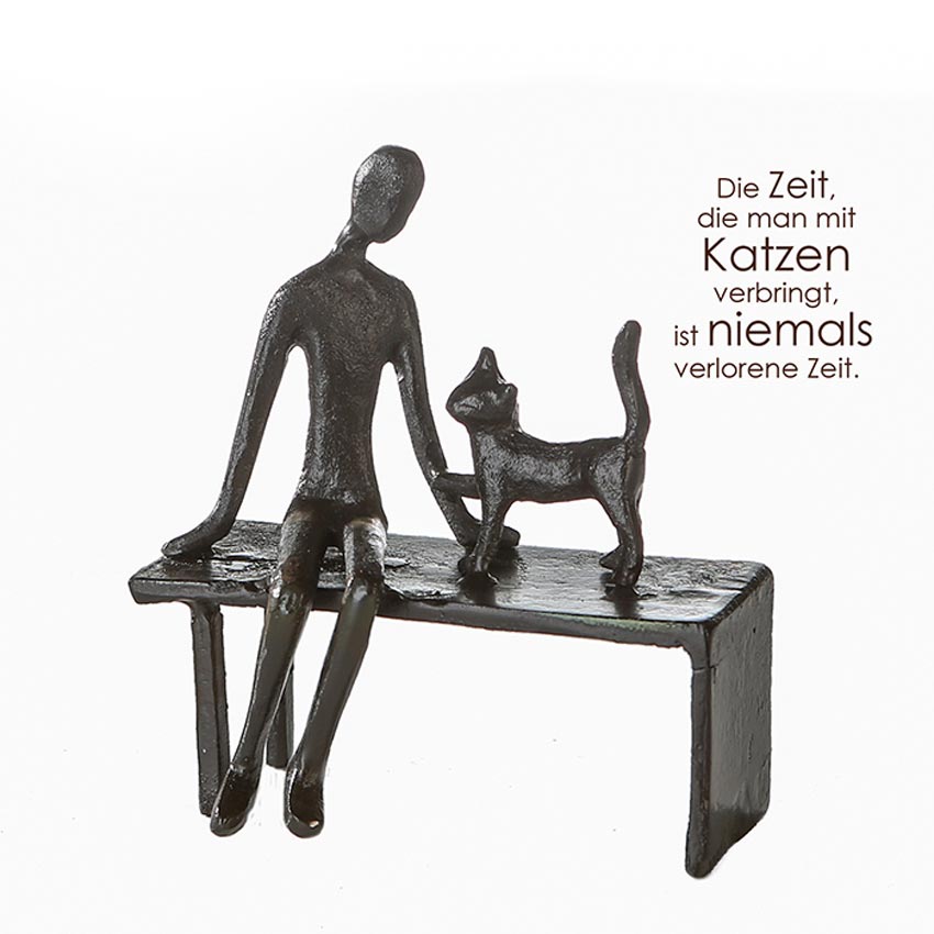 Skulptur Frau mit Katze
