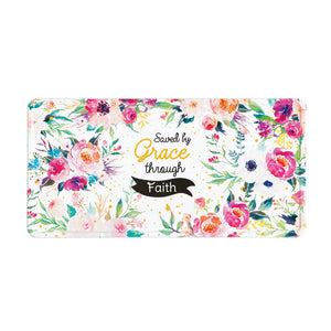 Metallschild Saved by Grace 30 x 15 cm im bunten Blumen Design