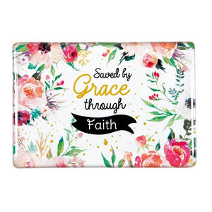 Magnet Saved by Grace 8 x 5,5 cm im Vintage Blumen Design