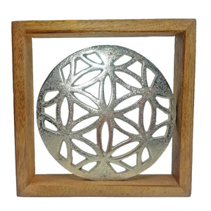 Wanddeko Lebensblume silber