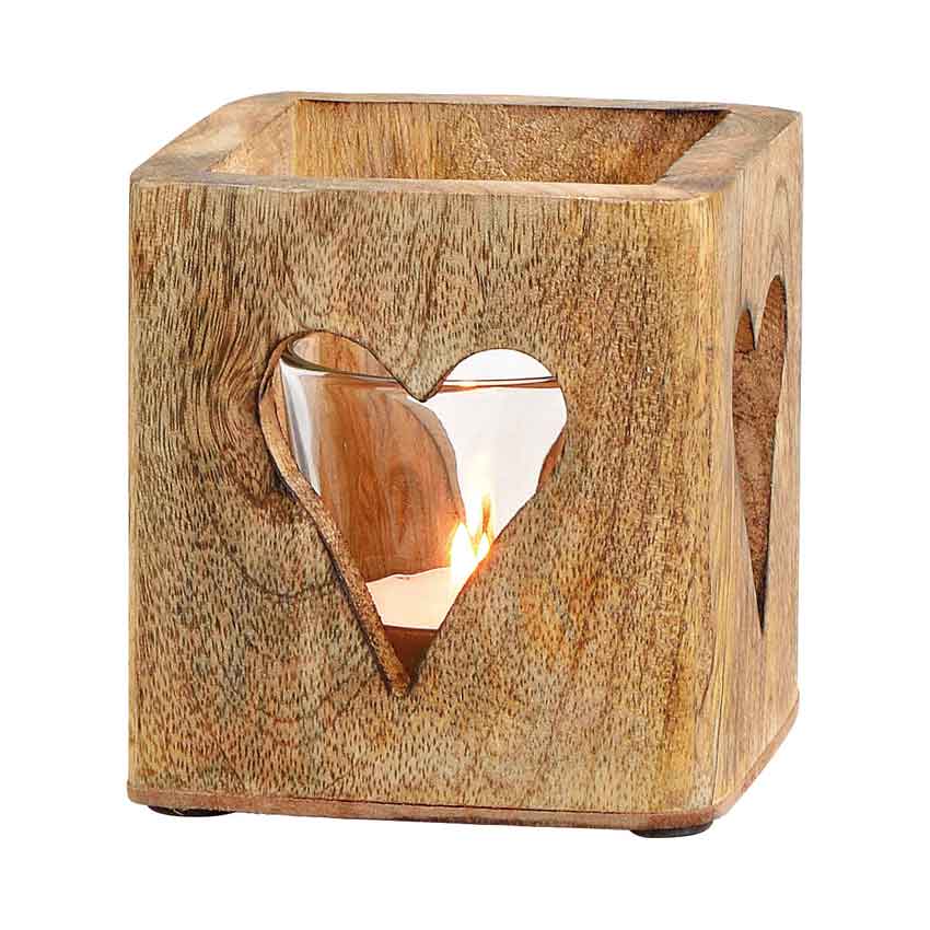 teelichthalter holz herz