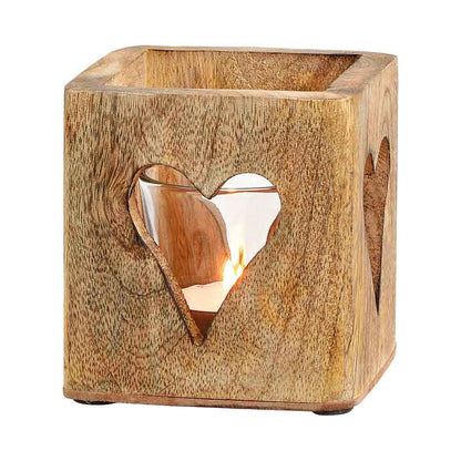 teelichthalter holz herz