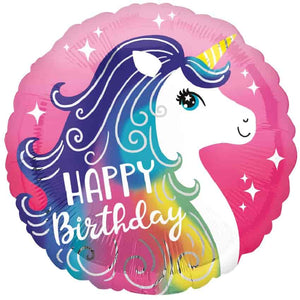 Folienballon, Heliumballon, Gasballon, runder Ballon, Happy Birthday, bunter Ballon,Geburtstagsgeschenk, bunte Geburtstagsdekoration, Einhorn Ballon, Einhorn Party, Kindergeburtstag M„dchen