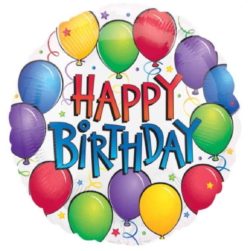 Folienballon, Heliumballon, Gasballon, runder Ballon, Happy Birthday, bunter Ballon,Geburtstagsgeschenk, bunte Geburtstagsdekoration, Sternchen