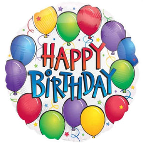 Folienballon, Heliumballon, Gasballon, runder Ballon, Happy Birthday, bunter Ballon,Geburtstagsgeschenk, bunte Geburtstagsdekoration, Sternchen