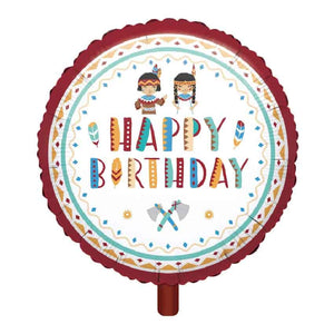 Folienballon, Heliumballon, Gasballon, runder Ballon, Happy Birthday, bunter Ballon,Geburtstagsgeschenk, bunte Geburtstagsdekoration, Indianer, Kindergeburtstag