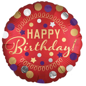 Folienballon, Heliumballon, Gasballon, runder Ballon, Happy Birthday, bunter Ballon,Geburtstagsgeschenk, bunte Geburtstagsdekoration, matter Ballon, Satin Optik, goldene Schrift