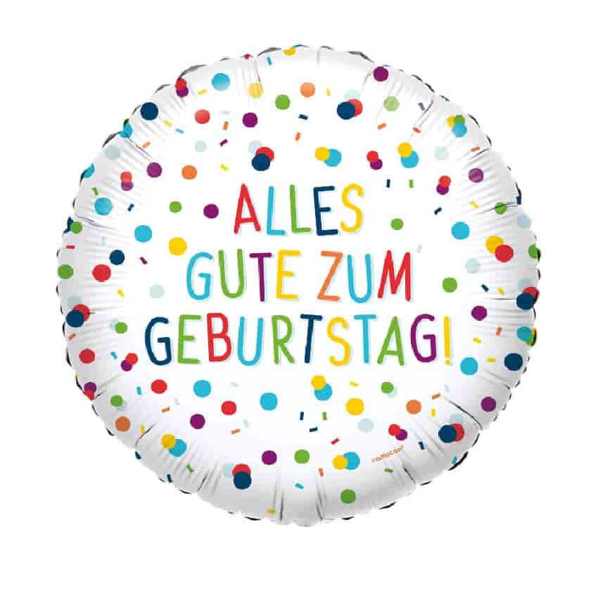 Folienballon, Heliumballon, Gasballon, runder Ballon, Happy Birthday, bunter Ballon,Geburtstagsgeschenk, bunte Geburtstagsdekoration, alles Gute zum Geburtstag, Konfetti Ballon