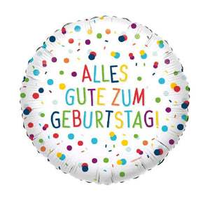 Folienballon, Heliumballon, Gasballon, runder Ballon, Happy Birthday, bunter Ballon,Geburtstagsgeschenk, bunte Geburtstagsdekoration, alles Gute zum Geburtstag, Konfetti Ballon