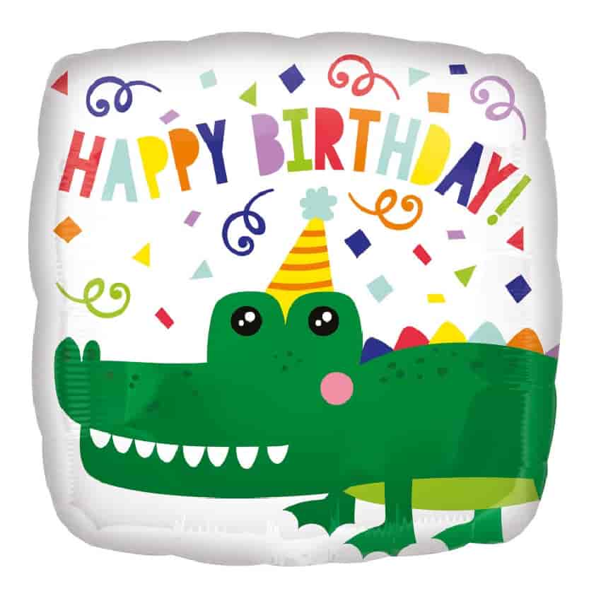 Folienballon, Heliumballon, Gasballon, runder Ballon, Happy Birthday, bunter Ballon,Geburtstagsgeschenk, bunte Geburtstagsdekoration,Krokodil, Ballon mit Tieren, Kindergeburtstag, Kroko
