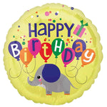 Folienballon, Heliumballon, Gasballon, runder Ballon, Happy Birthday, bunter Ballon,Geburtstagsgeschenk, bunte Geburtstagsdekoration,Elefant, Ballon mit Tieren, Kindergeburtstag