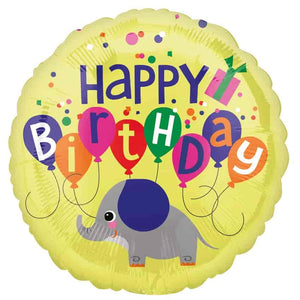 Folienballon, Heliumballon, Gasballon, runder Ballon, Happy Birthday, bunter Ballon,Geburtstagsgeschenk, bunte Geburtstagsdekoration,Elefant, Ballon mit Tieren, Kindergeburtstag