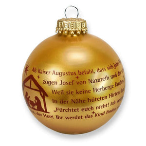 Christbaumkugel gold Geschichte und Krippe | kleines Nikolausgeschenk