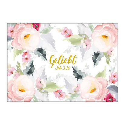 Postkarte Vintage Geliebt mit Rosenmotiv in Pastellfarben