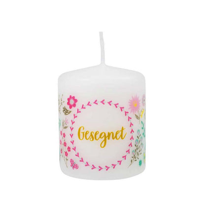 Kerze gesegnet mit Blumenmotiv | Kleine Geschenke zu Ostern für Erwachsene