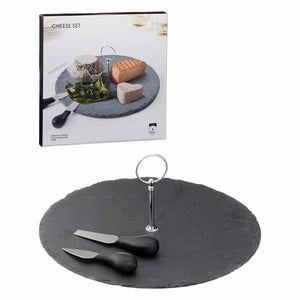 Etagere Schiefer, mit 1 Platte & 2 Käsemessern, ca. Ø 30cm