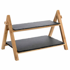 Servieretagere Schiefer mit 2 Etagen, 41x25x27cm