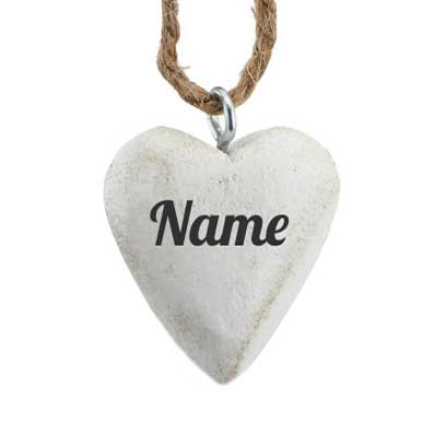 Holzherz Anhänger 5 cm weiß personalisiertes Geschenk