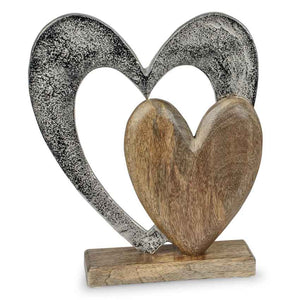 Deko-Herz aus Metall und Mangoholz ca. 32cm