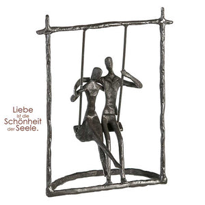 Skulptur, Schaukel, Regenschirm, Liebespaar, Paar, Valentinstag, Familiengeschenk, Dekofigur, Deko Figur, schwarze Dekoration, Menschen, Hochzeitsgeschenk, Jahrestag