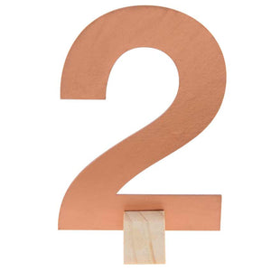 Holz-Zahl 15cm mit Ständer Zahl 2 rosegold