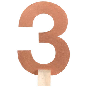 Holz-Zahl 15cm mit Ständer Zahl 3 rosegold