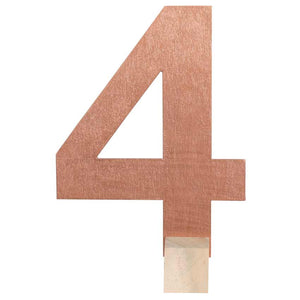 Holz-Zahl 15cm mit Ständer Zahl 4 rosegold