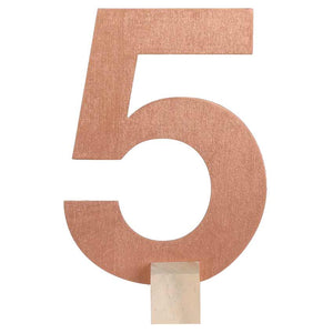 Holz-Zahl 15cm mit Ständer Zahl 5 rosegold