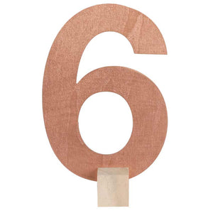 Holz-Zahl 15cm mit Ständer Zahl 6 rosegold