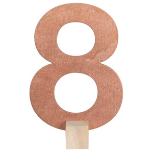 Holz-Zahl 15cm mit Ständer Zahl 8 rosegold