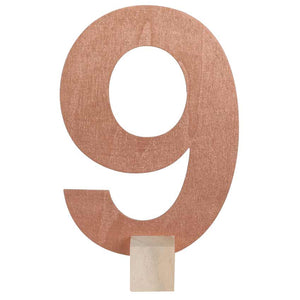 Holz-Zahl 15cm mit Ständer Zahl 9 rosegold