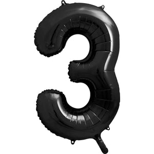 Folienballon Zahl 3 schwarz 86 cm