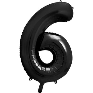 Folienballon Zahl 6 schwarz 86 cm