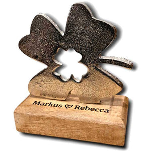 personalisierte Deko Kleeblatt mit Wunschgravur 13cm individuelle Geschenke
