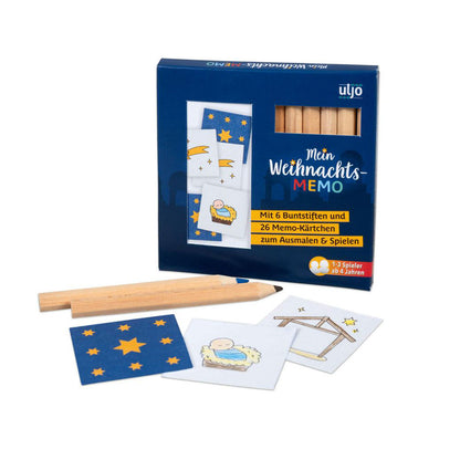 Ausmal Memory Spiel mit Buntstiften und 26 Kärtchen