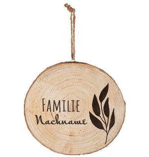 personalisierte Holzscheibe 18x18x2 cm als Geschenk zum Aufhängen