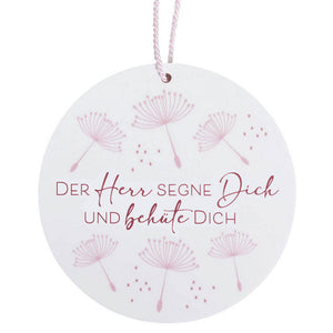 Deko Hänger mit Spruch "Der Herr Segne Dich" mit Pusteblumen 10cm | kleines Geschenk zum Abschied