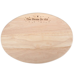 Holzbrett mit Spruch "Von Herzen für dich" aus Hartholz natur 24x17cm