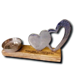 Teelichthalter mit Herzen 23x16x5 cm personalisiertes Geschenk