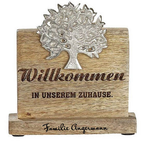 einzugsgeschenk "Willkommen" 16x15x4,5 cm personalisiertes Geschenk