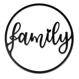 Wanddeko Family schwarz aus Metall Durchmesser 39cm