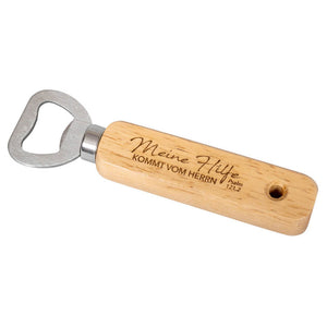 Meine Hilfe kommt vom Herrn Flaschenöffner mit Holzgriff 14cm im Geschenkbeutel