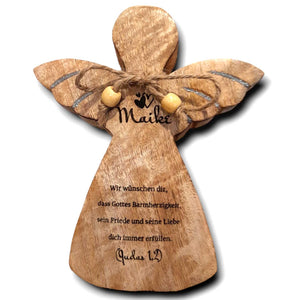 Holzengel mit Glitzer 17x20x3cm personalisiertes Geschenk